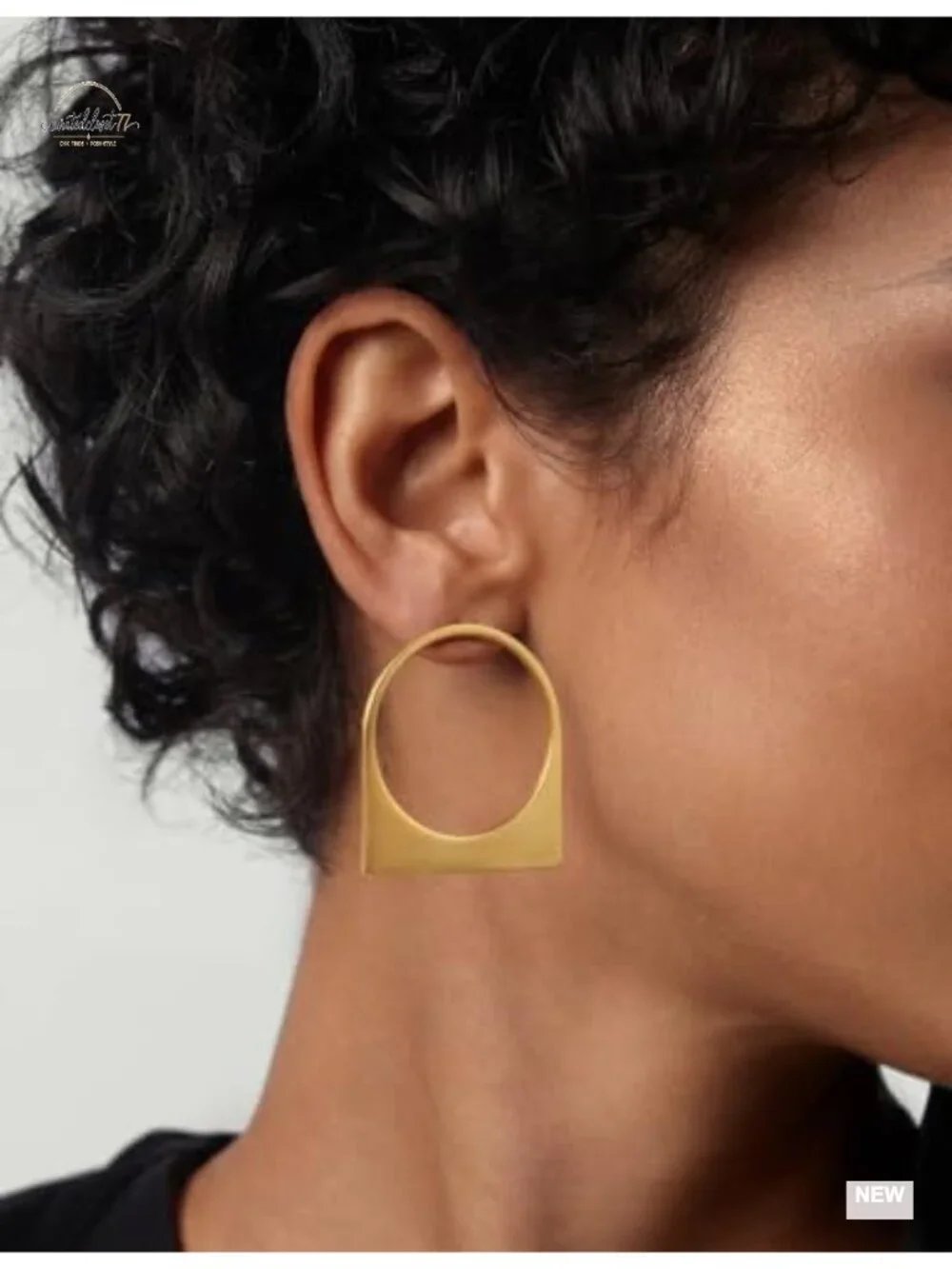 14K Gold Plated Brushed Metal Hollow Circle Drop Earrings Lightweight Modern